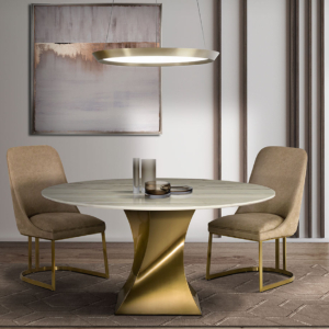 Μαρμάρινο τραπέζι με χρυσή μεταλλική βάση