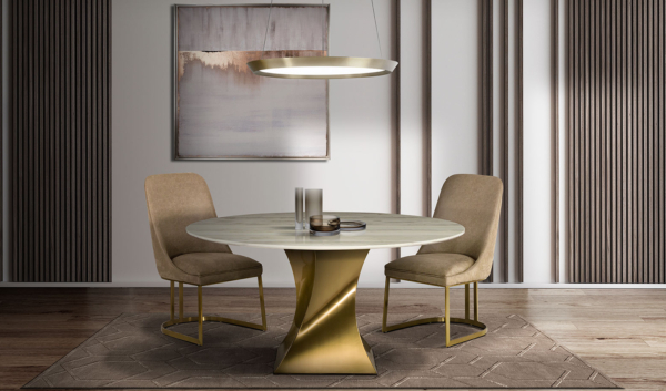 Μαρμάρινο τραπέζι με χρυσή μεταλλική βάση