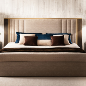 κρεβάτι με χρυσές μεταλλικά στοιχεία