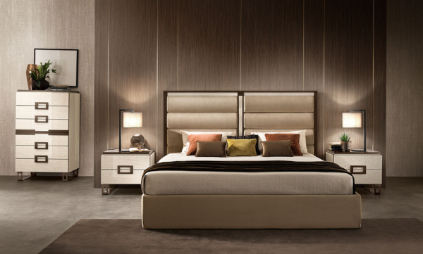 luxury beige κρεβάτι με συρταριέρα